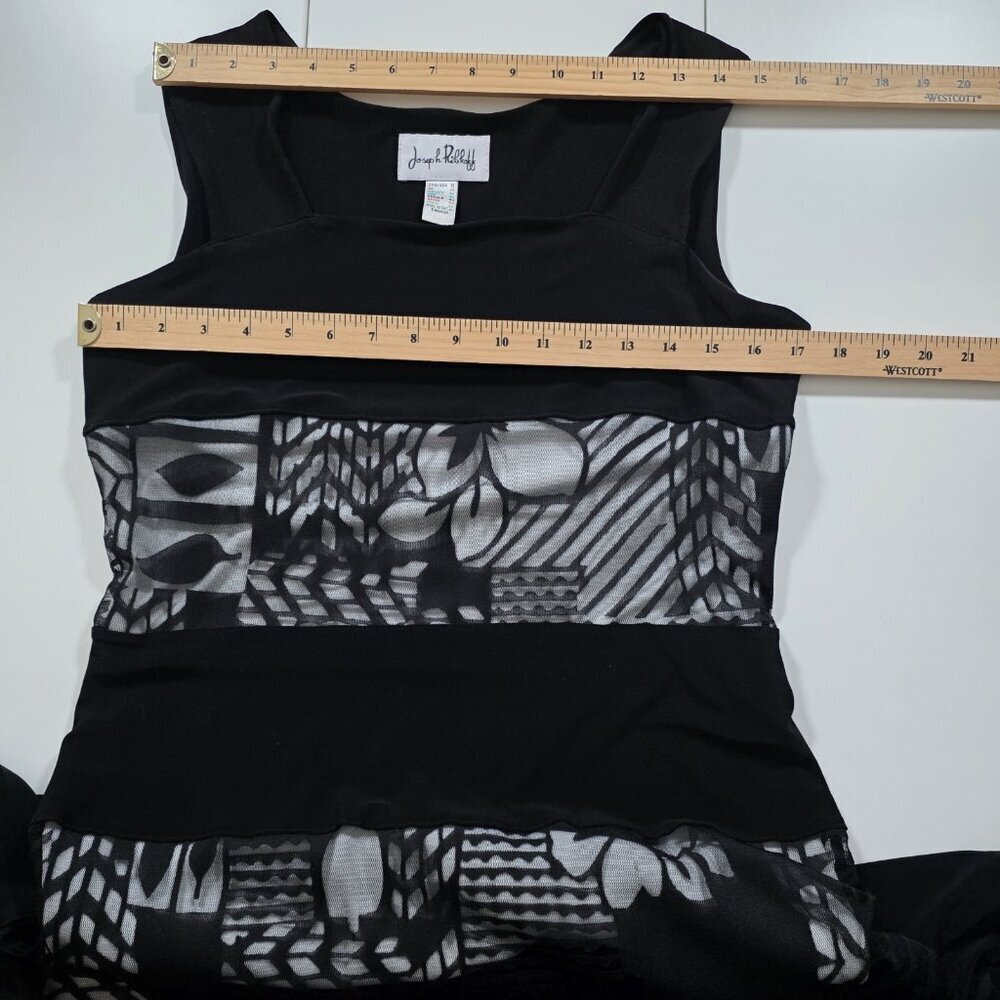 Joseph Ribkoff Dress US 12 Black White Lined Lace Panels Fairy Grunge Whimsigoth - Picture 4 of 16